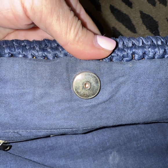 Vintage Trimingham\'s Bermuda Blue Woven Straw Clutch CasualBag Italy 60s (4548)‎
